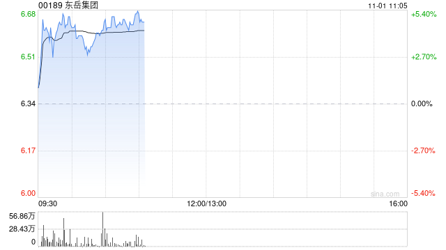 东岳集团现涨超4% 东岳硅材前三季度纯利同比增长131.06%