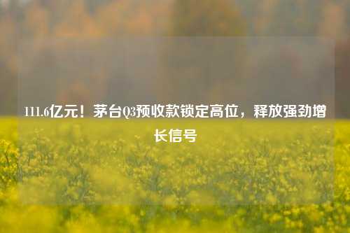 111.6亿元！茅台Q3预收款锁定高位，释放强劲增长信号