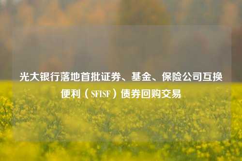 光大银行落地首批证券、基金、保险公司互换便利（SFISF）债券回购交易