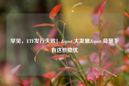 罕见，ETF发行失败！"大发展"背景下有这些隐忧