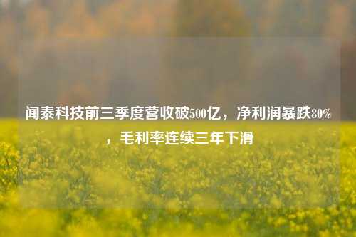 闻泰科技前三季度营收破500亿，净利润暴跌80%，毛利率连续三年下滑