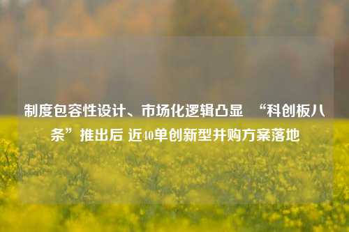 制度包容性设计、市场化逻辑凸显  “科创板八条”推出后 近40单创新型并购方案落地