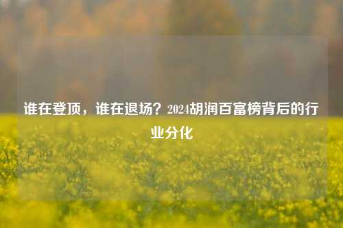 谁在登顶，谁在退场？2024胡润百富榜背后的行业分化