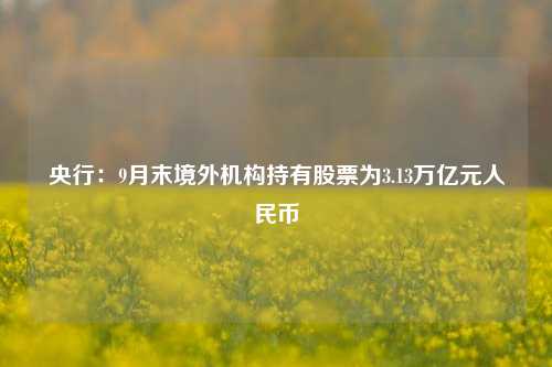 央行：9月末境外机构持有股票为3.13万亿元人民币