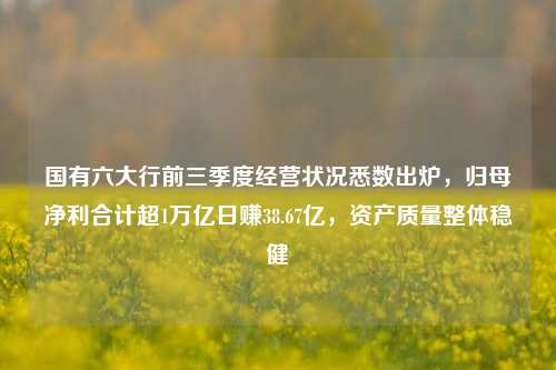 国有六大行前三季度经营状况悉数出炉，归母净利合计超1万亿日赚38.67亿，资产质量整体稳健