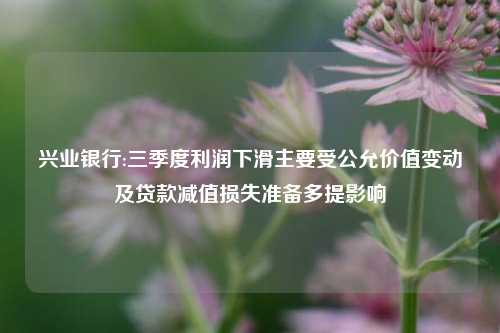 兴业银行:三季度利润下滑主要受公允价值变动及贷款减值损失准备多提影响