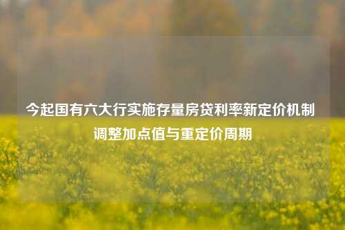 今起国有六大行实施存量房贷利率新定价机制 调整加点值与重定价周期