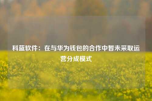 科蓝软件：在与华为钱包的合作中暂未采取运营分成模式