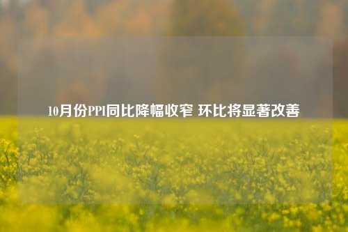 10月份PPI同比降幅收窄 环比将显著改善