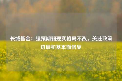 长城基金：强预期弱现实格局不改，关注政策进展和基本面修复