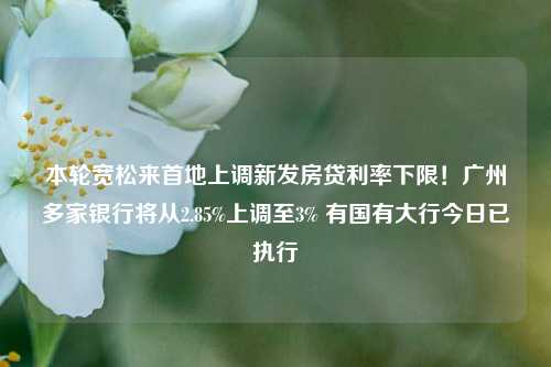 本轮宽松来首地上调新发房贷利率下限！广州多家银行将从2.85%上调至3% 有国有大行今日已执行