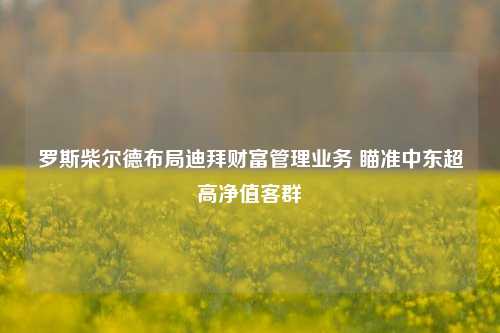 罗斯柴尔德布局迪拜财富管理业务 瞄准中东超高净值客群