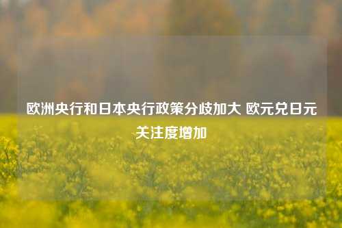 欧洲央行和日本央行政策分歧加大 欧元兑日元关注度增加