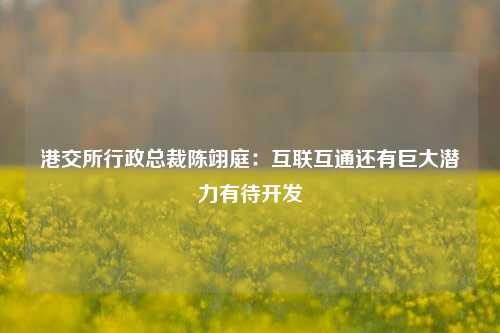 港交所行政总裁陈翊庭：互联互通还有巨大潜力有待开发