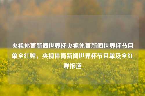 央视体育新闻世界杯央视体育新闻世界杯节目单全红婵，央视体育新闻世界杯节目单及全红婵报道