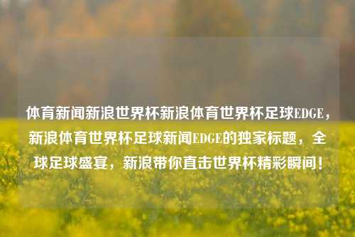 体育新闻新浪世界杯新浪体育世界杯足球EDGE，新浪体育世界杯足球新闻EDGE的独家标题，全球足球盛宴，新浪带你直击世界杯精彩瞬间！