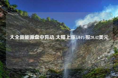 大全新能源盘中异动 大幅上涨5.04%报20.42美元