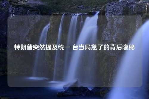 特朗普突然提及统一 台当局急了的背后隐秘