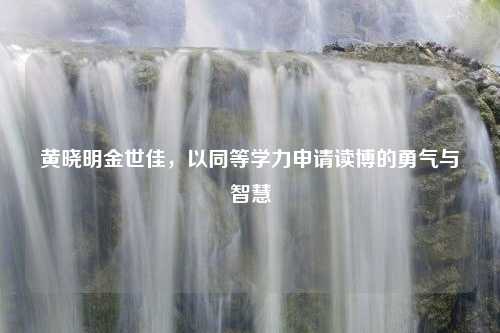 黄晓明金世佳，以同等学力申请读博的勇气与智慧